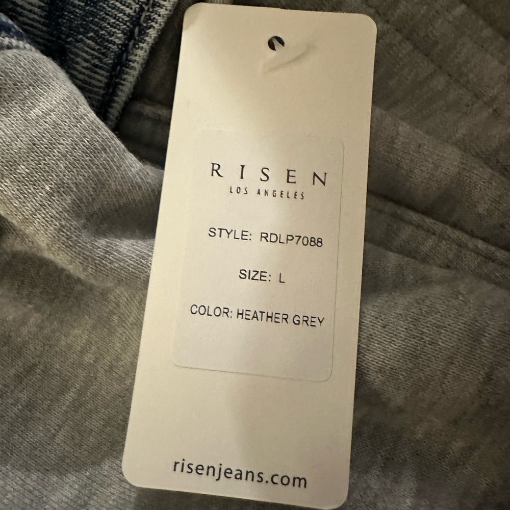 Risen Los Angelas Heather Gray Sweatpants with Denim Trim - Picture 5 of 5